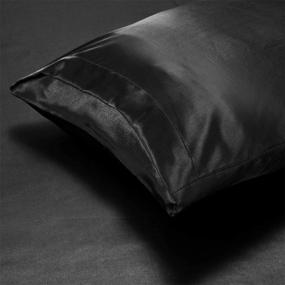 img 2 attached to 🛏️ Enhance Your Bedroom with AiMay 3 Piece Satin Duvet Cover Set - Luxury Rich Silk Bedding for Queen Size Beds - Reversible, Wrinkle Free & Silky Soft - Sexy Black for Honeymoon Feel