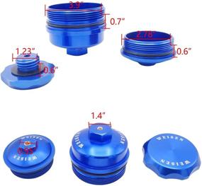 img 3 attached to Billet Aluminum Blue Cap Kit for F250 F350 with 6.0L Powerstroke Engines 2003-2007 – Fuel Filter Caps, Oil Filter Cap, Oil Fill Cap Set with O-ring