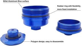 img 2 attached to Billet Aluminum Blue Cap Kit for F250 F350 with 6.0L Powerstroke Engines 2003-2007 – Fuel Filter Caps, Oil Filter Cap, Oil Fill Cap Set with O-ring