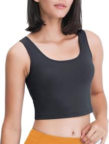 img 4 attached to 👚 Ultimate Women's Tank Tops: Built-in Bra, Longline Padded Sports Bra, Ideal for Fitness, Running, Yoga, and Workout Shirts