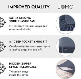 img 1 attached to 🛏️ 4-Piece Bamboo Bed Sheets - Premium 100% Bamboo Viscose Sheets | Luxurious 156GSM Cooling Sheet Set (Navy Gray, King)