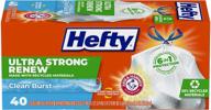 🗑️ hefty ultra strong renew clean burst tall kitchen trash bags: white 13 gallon size, pack of 40 - ultimate cleaning and durability! logo