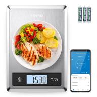 🍽️ renpho stainless steel food scale with nutritional calculator, ideal for baking, cooking, coffee, keto diet, macro tracking, calorie counting, weight loss, and compatible with smartphone app - measures grams and ounces logo