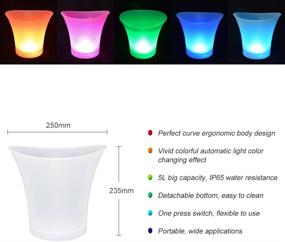 img 3 attached to 🍾 High Capacity LED Ice Bucket – Automatic 6 Colors Changing Champagne Wine Drinks Beer Cooler – Curved Design, Battery Powered, IP65 Water Resistant for Bar Club Theme Restaurant Pub Beer Juice – 5L