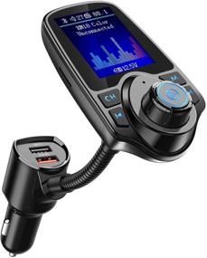 img 4 attached to 🚗 Nulaxy KM18 Upgraded Version: Wireless Bluetooth FM Transmitter Car Kit with 1.8 Inch Display, TF/SD Card Support, QC3.0 Charging - Ideal for All Smartphones and Audio Players