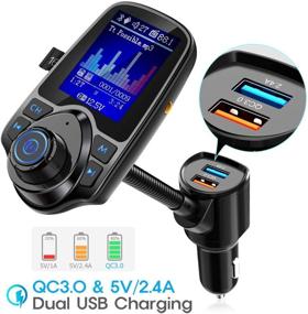 img 3 attached to 🚗 Nulaxy KM18 Upgraded Version: Wireless Bluetooth FM Transmitter Car Kit with 1.8 Inch Display, TF/SD Card Support, QC3.0 Charging - Ideal for All Smartphones and Audio Players