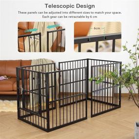 img 2 attached to 🐕 LEMONDA Extendable Dog Fence: 34"-68" Inch Telescopic Pet Playpen for Medium to Large Dogs - Indoor & Outdoor Barrier Kennel + Door