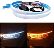 🌈 dibms led headlight strip tube light 60cm 24 inch dual color white & amber yellow waterproof drl neon lights turn signal bulb sequential switchback 2-pack logo