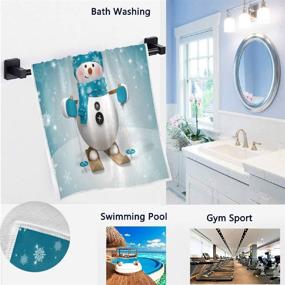 img 2 attached to 🎄 Naanle 3D Christmas Skiing Snowman Snowflake Print Soft Guest Hand Towels with Lovely Cartoon Design – Ideal for Bathroom, Hotel, Gym, Spa (16 x 30 Inches)