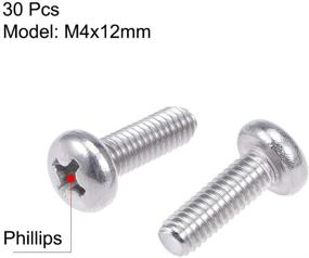 img 2 attached to 🔒 Болты Uxcell M4x12mm с крестовым шлицем из нержавеющей стали: надежное, надежное и прочное решение.