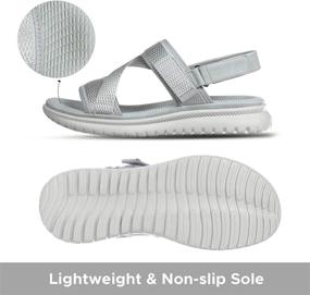 img 1 attached to Solacozy Womens Slide Sandals: Comfortable Arch Support, Adjustable Buckle, Lightweight Slip-On for Beach and Summer – Black Grey, Size 6-10