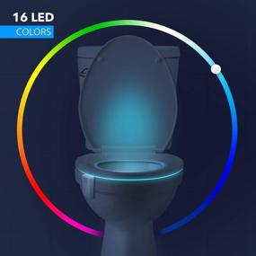 img 2 attached to 🚽 LumiLux Toilet Light with Motion Sensor - 16-Color LED Toilet Bowl Light for Better Bathroom Illumination (White)