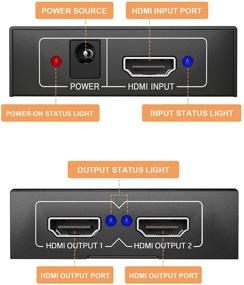 img 2 attached to KELIIYO HD 1080P HDMI Splitter - Dual Monitors 1x2 Out - Supports Xbox, PS4, 🔌 Fire Stick, Roku, Blu-Ray Player - HDCP V1.4 - 3D Resolution - 1 Input 2 Outputs