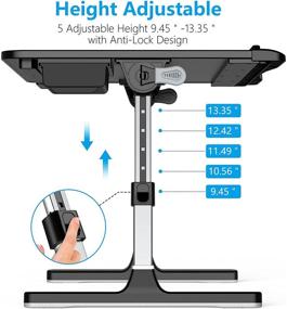 img 3 attached to 📚 Переносная подставка для ноутбука со столиком на кровать с ящиком для хранения - портативный складной столик для работы в кровати, на диване, на полу - настольный стол из ПВХ кожи (черный)