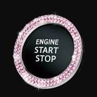 💎 bling car crystal rhinestone ring emblem sticker - sparkling car interior decoration and stylish bling accessories for women - push to start button, key ignition starter & knob ring in pink (double sided) логотип