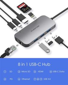 img 3 attached to LENTION USB C Hub - 4K HDMI, Gigabit Ethernet, Card Reader, USB 3.0, Type C Data & Charging Adapter - Compatible with MacBook Pro 2020-2016, MacBook Air/Surface, Chromebook & More (CB-CE57, Space Gray)