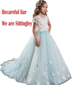 img 3 attached to Sittingley Fancy Flower Girls Pageant First Communion Dresses: White Blue Dresses for Ages 0-12