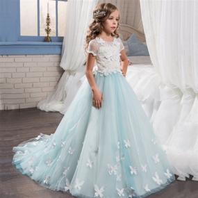 img 2 attached to Sittingley Fancy Flower Girls Pageant First Communion Dresses: White Blue Dresses for Ages 0-12