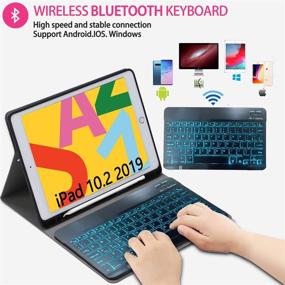 img 2 attached to Blue iPad 10.2-Inch 2020 (8th Gen) Backlit-Keyboard Case with Detachable 🔵 Keyboard - 7 Color Backlit - Wireless/BT - iPad Smart Case - QHOHQ