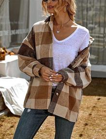 img 1 attached to 👚 Zhiyouni Women's Fall Flannel Shirt Plaid Shacket Jacket - Oversized Button Down Shacket