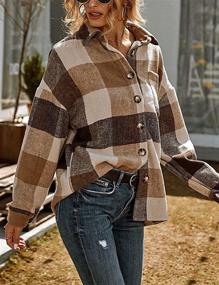 img 3 attached to 👚 Zhiyouni Women's Fall Flannel Shirt Plaid Shacket Jacket - Oversized Button Down Shacket