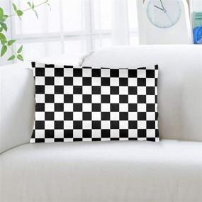 img 1 attached to 🏁 Monochrome Race Checkered Flag Pillowcases - Boys Girls Bedroom Decor - Rectangle - Double-Sided Printed Covers - 20x30 Inch - Hotel, Cafe, Car, Sofa Throw Cushion Cover