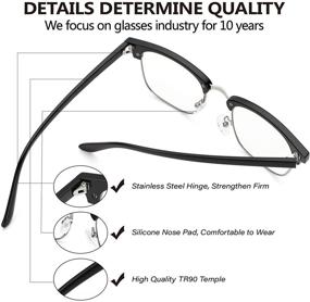 img 2 attached to 👓 Unisex Blue Light Blocking Glasses, TR90 Square Half Frame, Anti Glare & Eyestrain for Computer Gaming and More