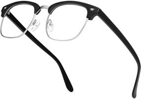 img 4 attached to 👓 Unisex Blue Light Blocking Glasses, TR90 Square Half Frame, Anti Glare & Eyestrain for Computer Gaming and More