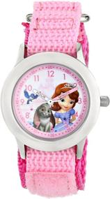 img 2 attached to Disney Kids' Sofia Time Teacher 🕰️ Stainless Steel Watch with Nylon Band in Pink