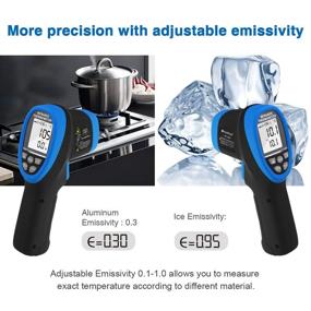 img 1 attached to 🌡️ HOLDPEAK Infrared Thermometer Gun: Non-Contact High Temperature IR Thermometer -58℉~2732℉ (-50℃~1500℃) with Data Hold & Adjustable Emissivity for Forge Melting Blue