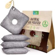 🌿 activated bamboo charcoal air purifying bags - airclear odor absorber with sms reminder - 4 pack, 7oz/200g, grey - fresh nature air purifier bags for home, closet, car - cleanse and eliminate smells logo