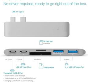 img 3 attached to 🔌 Space Grey USB C Hub for MacBook Pro 2017 and 2016 - Sunteck Adapter with Type-C Pass-Through Charging, Thunderbolt 3 at 40Gbs, SD/TF Card Reader, and 2 USB 3.0 Ports