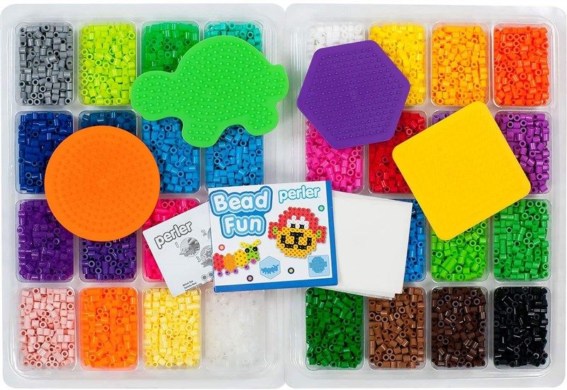 Perler Bead Fun Fused Bead Kit 8000 Beads 4 Pegboards NIB 