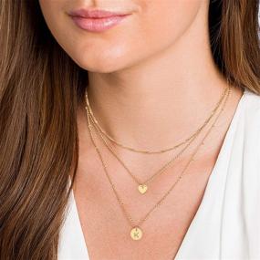 img 2 attached to Handcrafted 14K Gold Plated Layered Initial Choker Necklaces with Delicate Heart Pendant, Personalized Letter Disc, and Adjustable Chain – Perfect Layering Gold Necklaces for Women, Girls - Unique Jewelry Gift