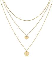 handcrafted 14k gold plated layered initial choker necklaces with delicate heart pendant, personalized letter disc, and adjustable chain – perfect layering gold necklaces for women, girls - unique jewelry gift logo