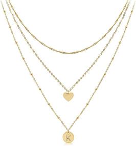 img 4 attached to Handcrafted 14K Gold Plated Layered Initial Choker Necklaces with Delicate Heart Pendant, Personalized Letter Disc, and Adjustable Chain – Perfect Layering Gold Necklaces for Women, Girls - Unique Jewelry Gift