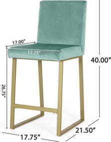 img 2 attached to Turquoise and Brass Velvet Barstool Set with Modern Appeal by Christopher Knight Home