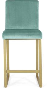 img 1 attached to Turquoise and Brass Velvet Barstool Set with Modern Appeal by Christopher Knight Home