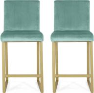 turquoise and brass velvet barstool set with modern appeal by christopher knight home логотип