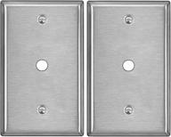 [2 pack] bestten 1-gang metal wall plate with white/clear 📞 film for telephone/cable, anti-corrosion stainless steel, brushed finish, silver - standard size logo
