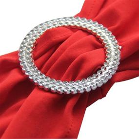 img 2 attached to 💃 Vibrant Red Spandex Chair Bands Sashes - Perfect for Event Decor and Wedding Styling