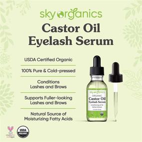 img 2 attached to 💧 Sky Organics Organic Castor Oil Eyelash Serum (1 oz) - USDA Organic, Cold-Pressed, 100% Pure, Hexane-free, with Mascara Brushes - Natural Eyelash Serum for Eyelashes and Eyebrows