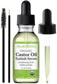 img 4 attached to 💧 Sky Organics Organic Castor Oil Eyelash Serum (1 oz) - USDA Organic, Cold-Pressed, 100% Pure, Hexane-free, with Mascara Brushes - Natural Eyelash Serum for Eyelashes and Eyebrows