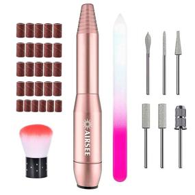 img 4 attached to 💅 Professional Portable Electric Nail Drill Kit by AIRSEE for Acrylic, Gel Nails, Polishing & Shaping Tools (Gold)