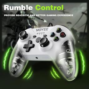 img 1 attached to 🎮 VOYEE Xbox One/X/S/PC Wired Controller Compatible with Windows 10/8/7 - White, with Headphone Jack, Double Shock, and Upgraded Joystick