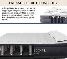 img 1 attached to 🛏️ King Koil Queen Air Mattress - Best Inflatable Airbed Queen Size with Built-in Pump - Elevated Raised Air Mattress Quilt Top - 1-Year Manufacturer Guarantee Included