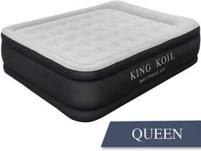 img 3 attached to 🛏️ King Koil Queen Air Mattress - Best Inflatable Airbed Queen Size with Built-in Pump - Elevated Raised Air Mattress Quilt Top - 1-Year Manufacturer Guarantee Included
