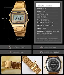 img 1 attached to ⌚ Простые нежные Женские наручные часы из нержавеющей стали квадратной формы с тонким светодиодным дисплеем - Классический электронный кварцевый компаньон для измерения времени