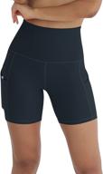 🩳 ododos women's high waist biker shorts with pockets - tummy control, workout, gym, athletic, running, yoga shorts logo