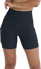 img 4 attached to 🩳 ODODOS Women's High Waist Biker Shorts with Pockets - Tummy Control, Workout, Gym, Athletic, Running, Yoga Shorts